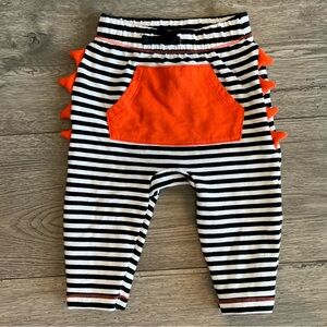 Cat & Jack Baby Boy Striped Dinosaur Pants with Pocket Black White Orange 6-9 M